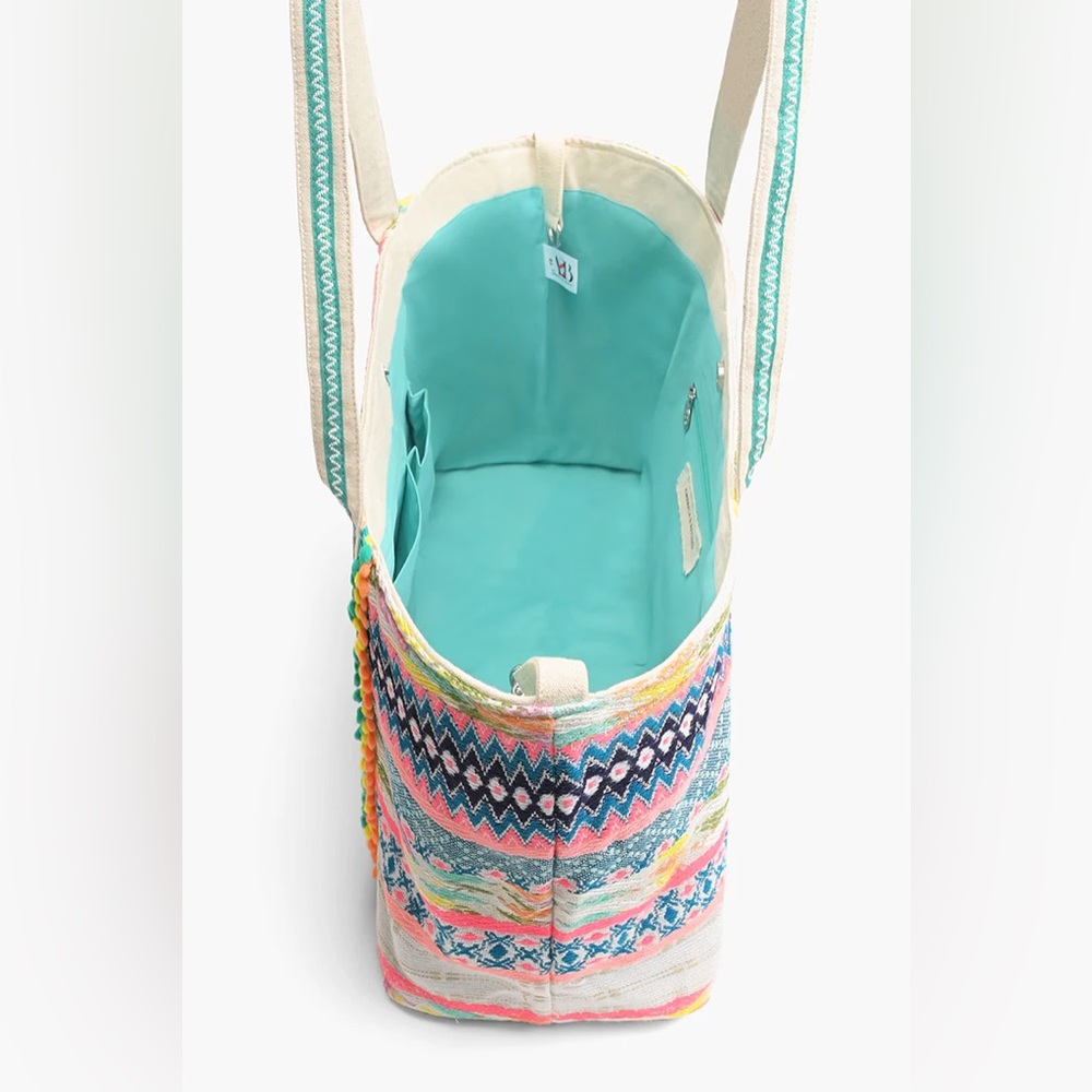 America and Beyond Daphne Beaded Tote Multicolor Boho Embellished Bag - Picture 5 of 8